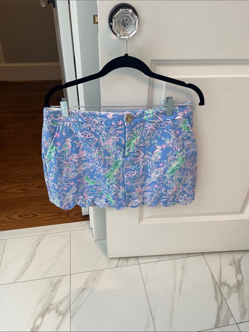 Lilly Pulitzer Pink and Light Blue Label Detail